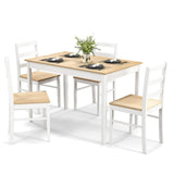 GOFLAME 5 Piece Dining Table Set for 4, Farmhouse Kitchen Table and 4 Chairs with Rubber Wood Legs, Space-Saving Wooden Dinette Set for Small Space, Dining Room, Breakfast Nook, Natural GOFLAME