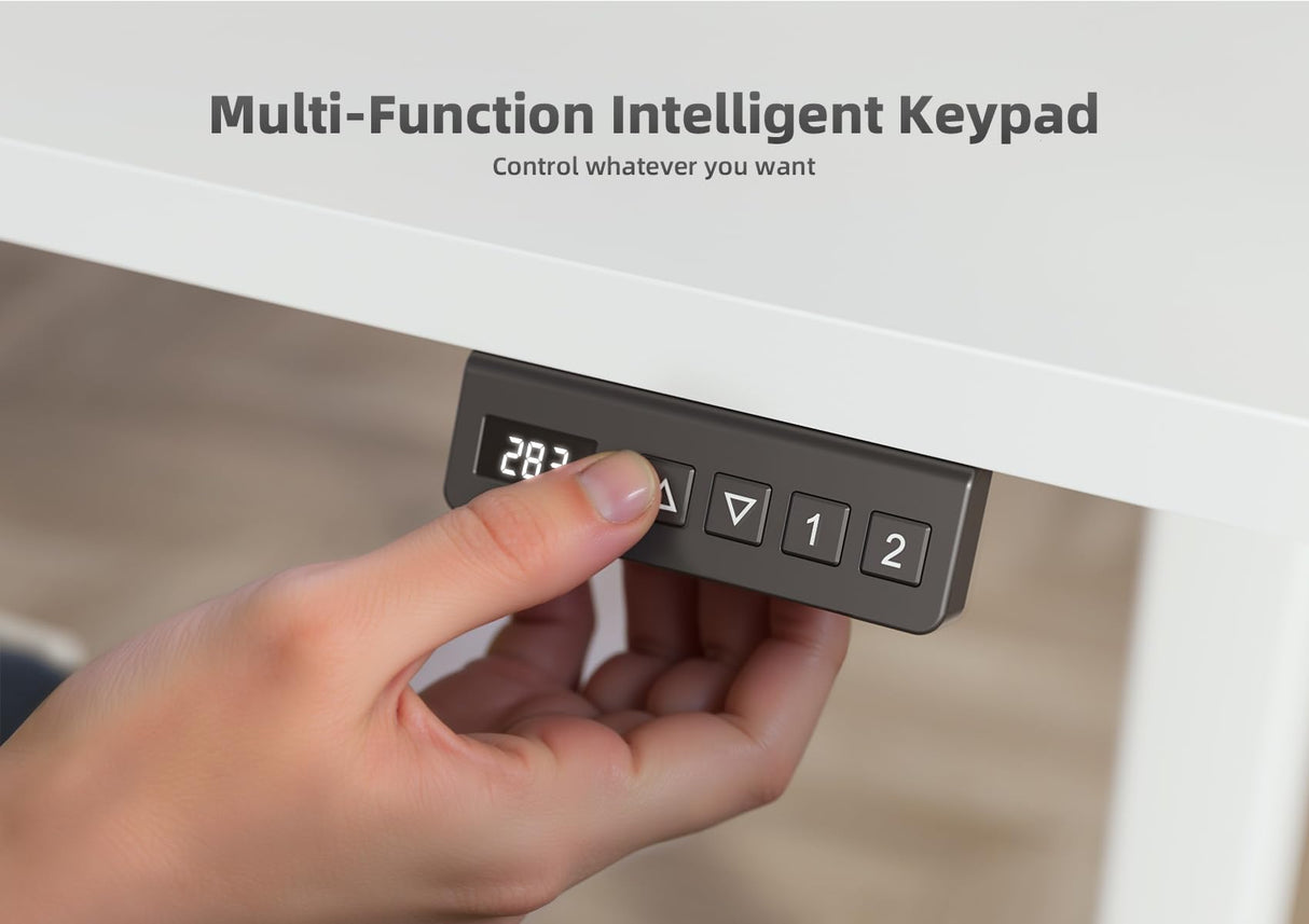 Seang Electric Standing Desk with Adjustable Height, 40x24 Inch Stand Up Desk, Sit Stand Desk with Splice Board for Home Office Computer Workstation, White Frame/White Top Seang