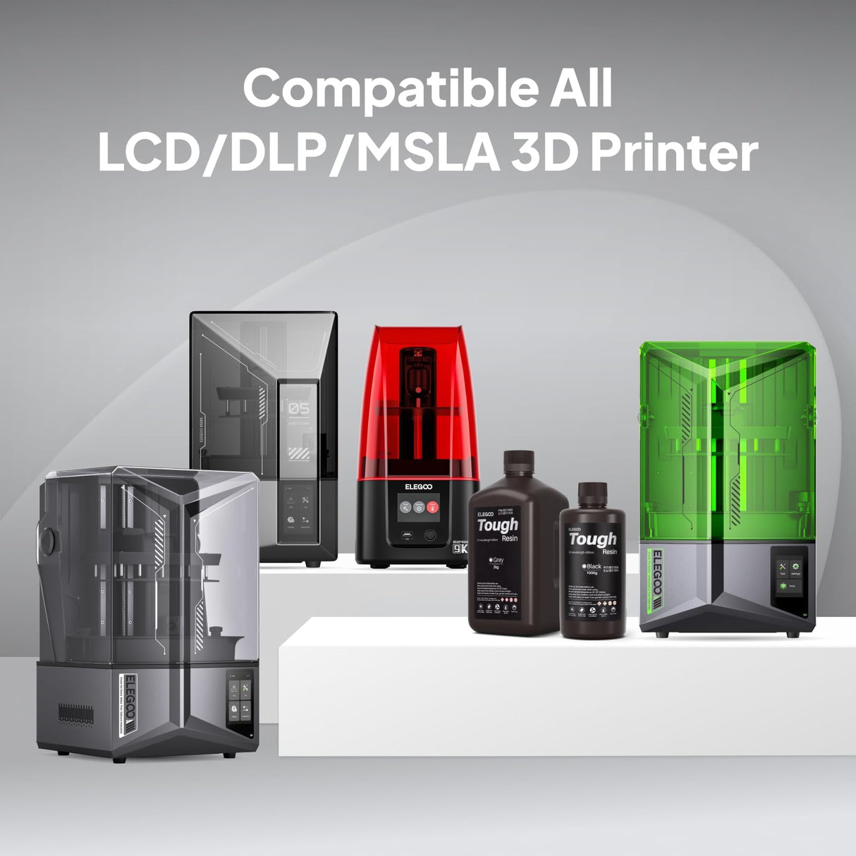 ELEGOO Tough Resin for 3D Printing, 3D Printer Resin with High Toughness, High Elasticity, Stable Performance, 405nm UV-Curing 3D Resin for LCD/DLP/MSLA 3D Printer, Black 2000g ELEGOO