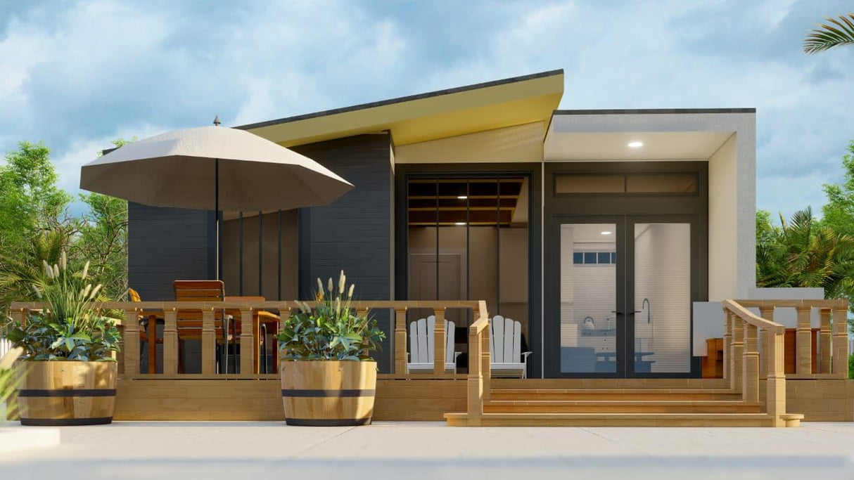 6x5m Tiny Home Plans - 2 Bedrooms, Washroom, Living Room, Mini Kitchen, and Porch Design Generic