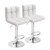 Furmax Bar Stools Modern Pu Leather Swivel Adjustable Hydraulic Bar Stool Square Counter Height Stool Set of 2 (White) Furmax
