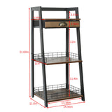 3-Tier Freestanding Bathroom Ladder Shelf with Drawer & Open Storage keomaisyto