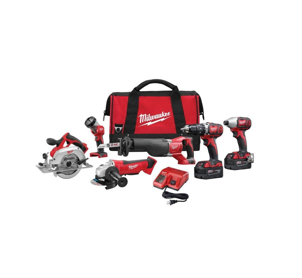 Milwaukee 2696-26 M18 18-Volt Lithium-Ion Cordless Combo Kit (6-Tool) - WoodArtSupply