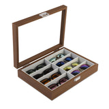 BAOJULONG Wooden Sunglasses Organizer Box, Eyewear Display Eyeglass Case for Men Women, Glasses Storage Box Sunglass Holder Gifts (8 Slots) BAOJULONG