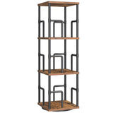 MAHANCRIS 3-Tier Rotating Bookshelf, Freestanding Corner Bookshelf, 360° Spinning Bookcase, Industrial Style Storage Rack with Rails, for Living Room, Bedroom, Study, Rustic Brown and Black BKHR1401 MAHANCRIS