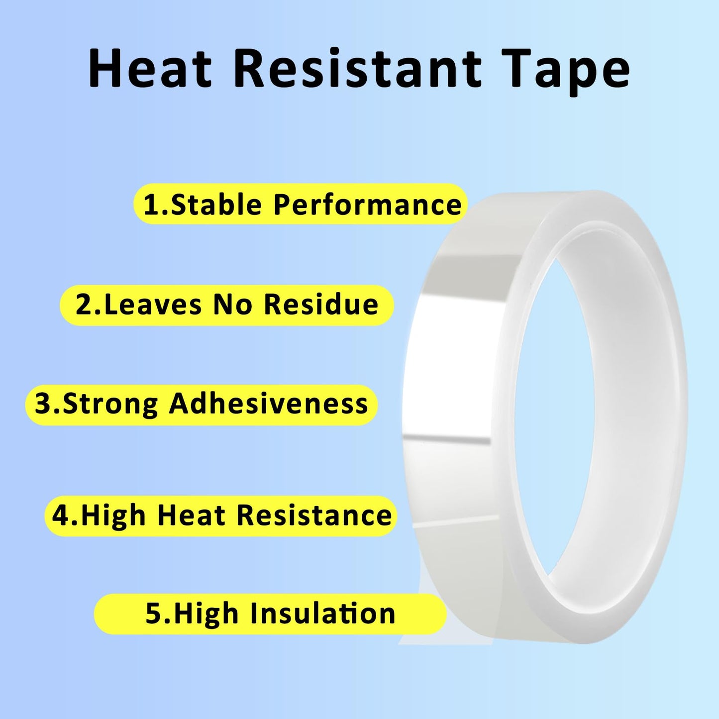 Thinp 2 Rolls Heat Resistant Tape Sublimation Heat Tape,20 mm X 33 m Heat Transfer Tape No Residue Heat Press Tape Heat Tape for Sublimation Heat Press Coffee Mugs Fabrics Circuit Board(Transparent)