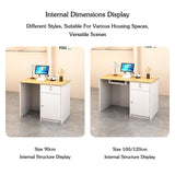 Modern Reception Desk Counter Table with Lockable Drawer Reception Room Front Desk with Storage Cabinet Retail Counter with Keyboard Tray for Salon Checkout Office(O,100cm/39.4in) BEBANE