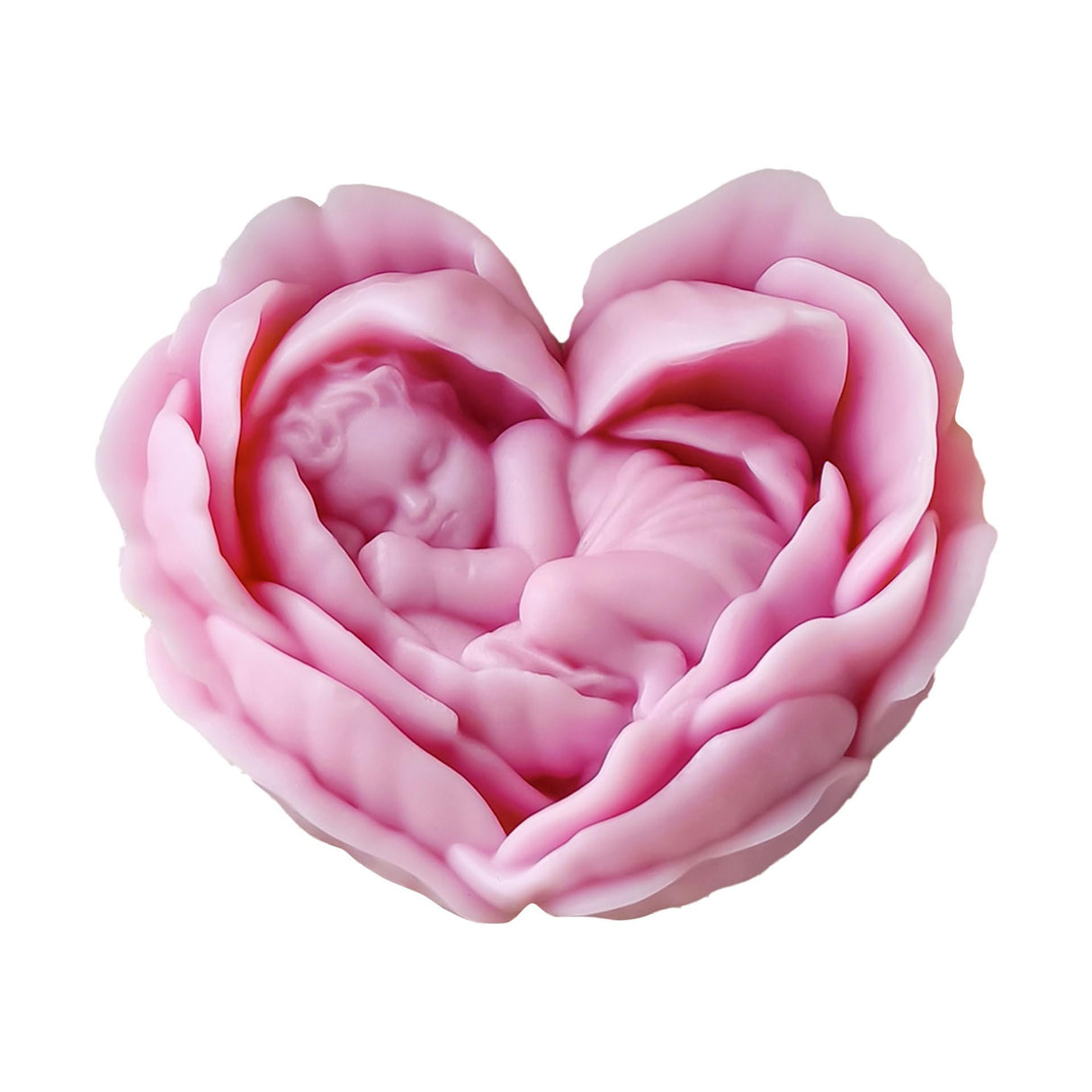 Heart Rose Flower Succulent Candle Mold - Baby Style - Resin Casting Silicone Molds for Home Decor & Candle Making Wave Spiral Mold ESEDAGE