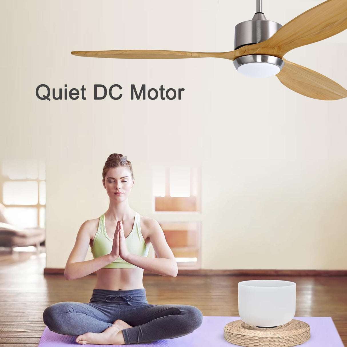 Ovlaim 60 inch Smart Ceiling Fan with Light Remote Control, Dimmable Led Quiet DC Motor Wood Ceiling Fan for Living Room, Bedroom, Patio, Farmhouse Ovlaim