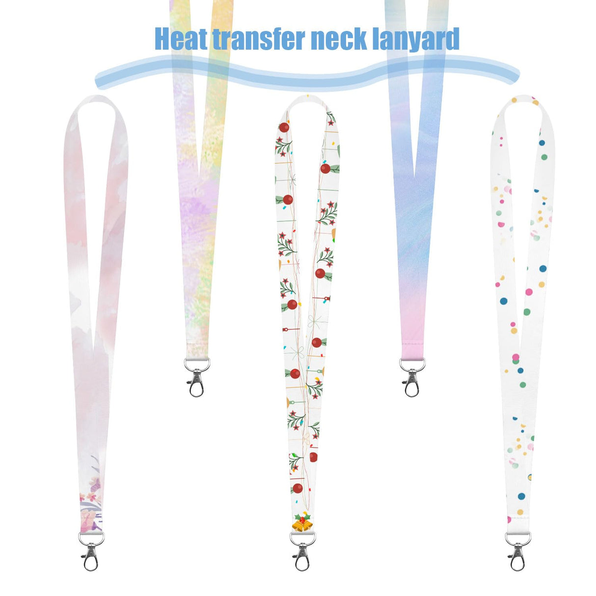 YOUKE OLA 100 Pack Sublimation Lanyards Blank Bulk White Sublimation Lanyards with Swivel Hooks Neck Lanyards Heat Transfer Lanyard for ID Badge Holder Keychain as Christmas Gifts 2.0 YOUKE OLA