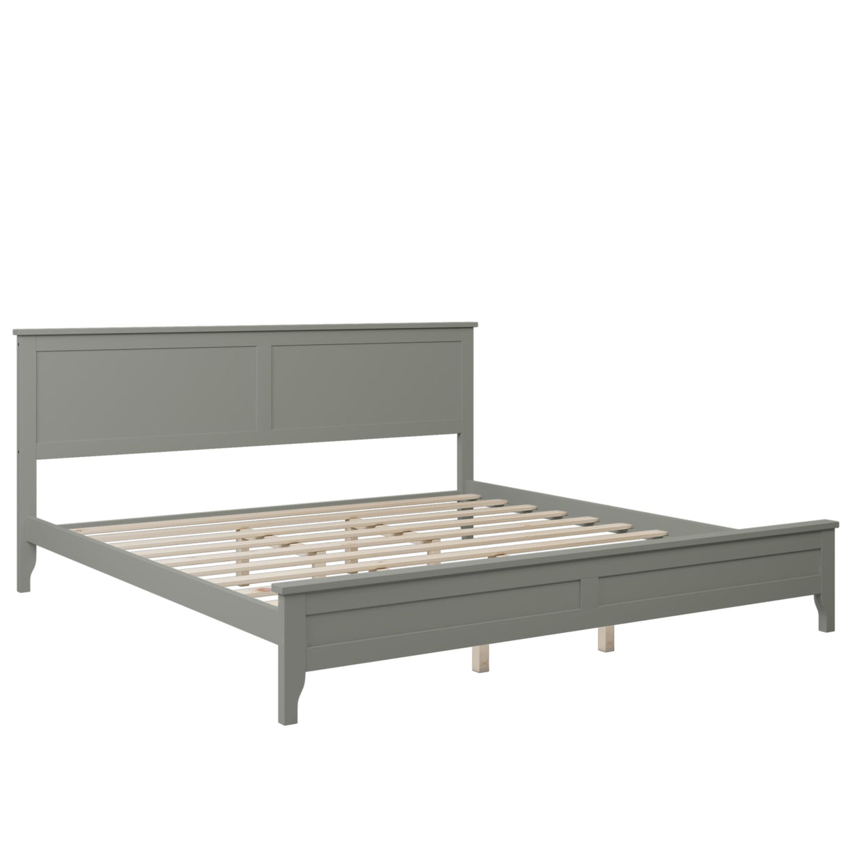 Harper & Bright Designs King Size Platform Bed Frame with headboard/Solid Wood Foundation with Wood Slat Support/No Box Spring Needed/Easy Assembly, Rustic Pine - Gray Harper & Bright Designs