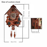 Ninefish Handcrafted Cuckoo Clock with Dancing Figures: A Wall-Mounted Cuckoo Clock for Your Home Decor to Add a Natural Countryside Touch and Perfectly Accent Your Living Space Ninefish