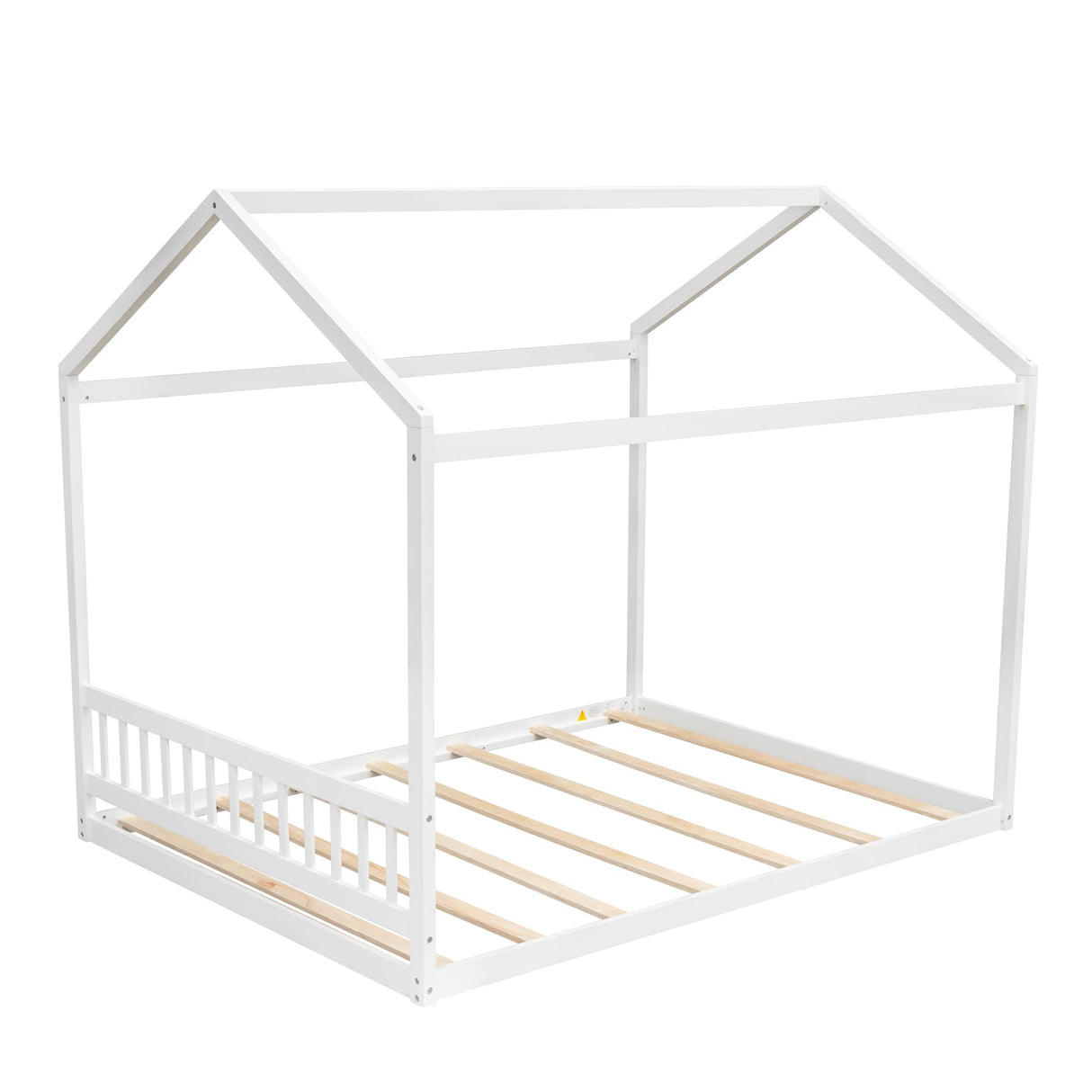 Bellemave White Montessori House Bed Frame for Kids and Teens - Queen Size with Headboard Bellemave