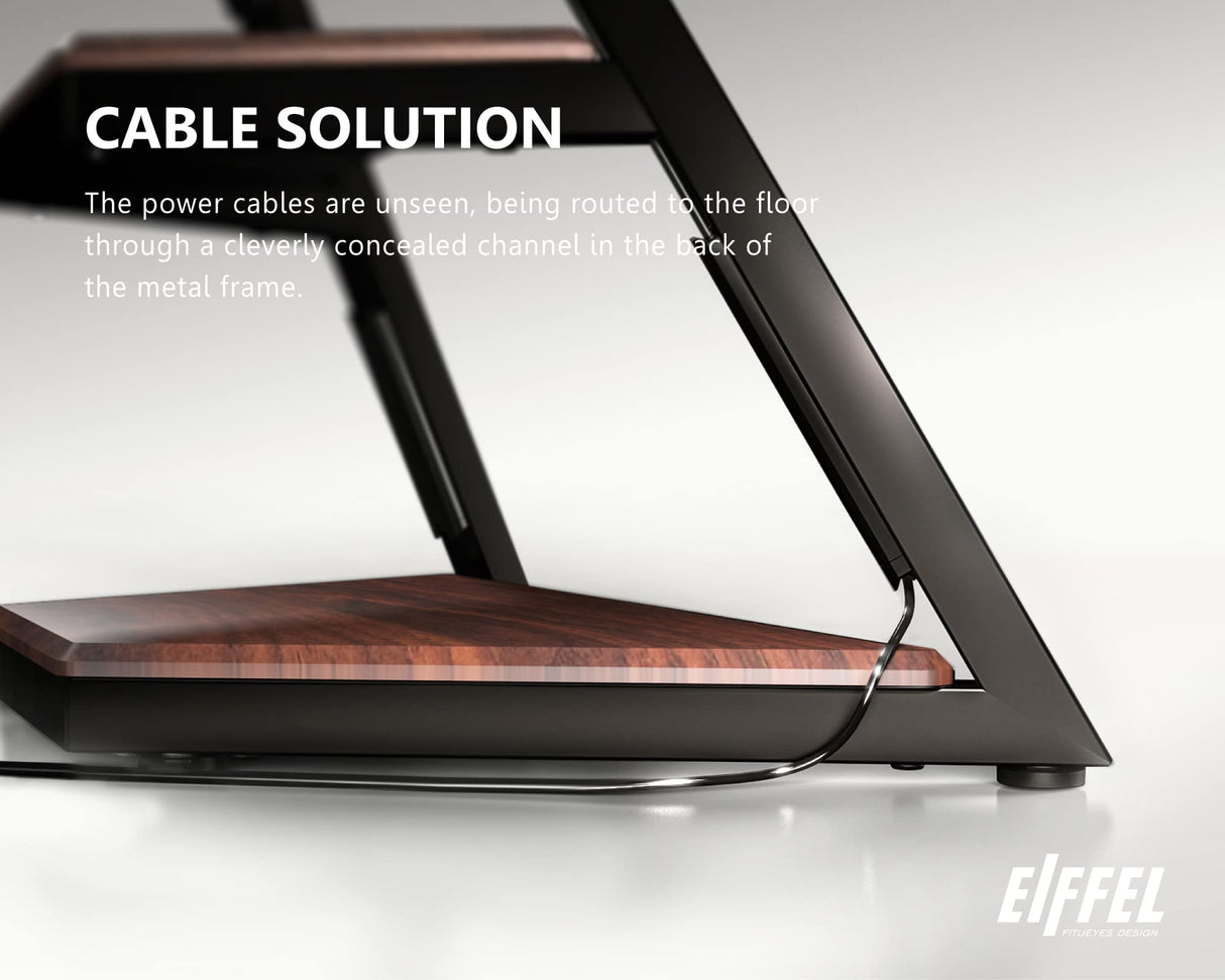 FITUEYES Design Corner TV Stand for 32 43 50 55 65 Inch TVs, Small Spaces Floor TV Stand Rolling TV Cart for LCD/LED Flat Curved Screens, Modern Living Room Television Stands, Eiffel Series, Walnut FITUEYES