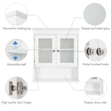 Spirich Bathroom Cabinet Wall Mounted, Medicine Cabinet Organizer with Glass Doors and Adjustable Shelves, Bathroom Wall Cabinet Over Toilet, White Spirich