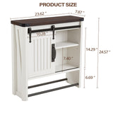 Bathroom Wall Cabinet, Farmhouse Medicine Cabinet with Sliding Barn Door & Adjustable Shelves, Wall Mounted Storage Cabinet for Toilet, Kitchen, Living Room (Antique White) Minifeel