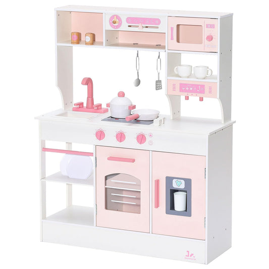 SainSmart Jr. Wooden Play Kitchen for Kids - Interactive Toy Kitchen Set with Storage & Features, Ideal Gift for Ages 3+