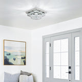 Crystal Ceiling Light Fixture LED Crystal Chandelier Kitchen Lights Ceiling Crystal Flush Mount Ceiling Light Small Bedroom Chandelier Modern Chandelier for Hallway Bathroom Entryway Chandelier Light DSLITING