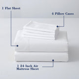 Air Mattress Sheet Set for 16-24 Inch Air Beds Queen Size,Deep Pocket Fitted Sheet with Inflation Opening,Soft & Breathable, for Guests, Camping, RVs, Includes Pillowcase Flat Sheet Fitted Sheet,White Antranfour