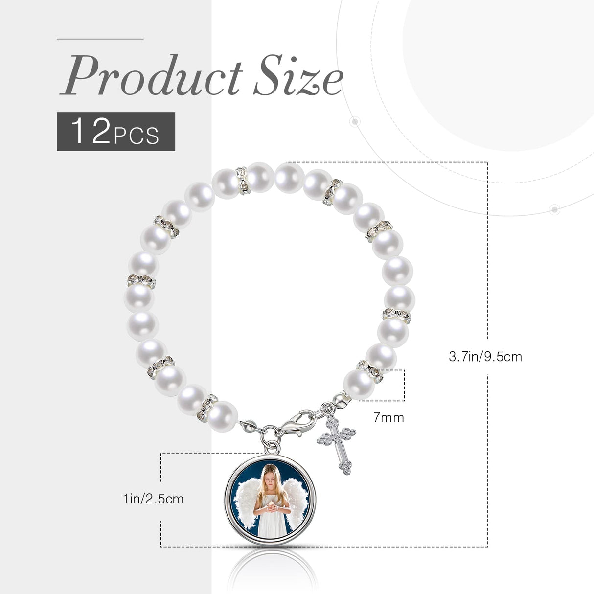 12 Pieces Sublimation Bracelets Catholic Rosary for Women Baptism Rosary Heat Transfer Blank Bracelet Rosary Beads Sublimation Blank Photo Bracelets for DIY Jewelry Making(White) Kigeli
