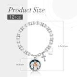 12 Pieces Sublimation Bracelets Catholic Rosary for Women Baptism Rosary Heat Transfer Blank Bracelet Rosary Beads Sublimation Blank Photo Bracelets for DIY Jewelry Making(White) Kigeli