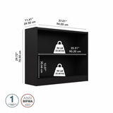 Bush Furniture Universal Bookcase, Low Storage and Display Bookshelf for Home Office or Living Room Organization, Small 2 Shelf, Black Bush Business Furniture