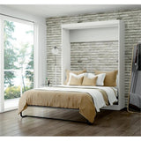 Pemberly Row Queen Size Wall Bed with Wooden Slats in Wood, in White, No Box Spring Needed, Easy Assembly Pemberly Row