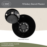 Classic Home and Garden Acacia Wood Whiskey Barrel Planter with Black Metal Band, 21in D x 12.5in H Classic Home & Garden