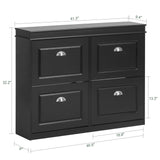 Haotian Modern Black Freestanding Shoe Cabinet with 4 Flip Drawers, 8 Levels, W41.3 x D9.5 H32.7 in., Entryway Shoe Organizer Haotian