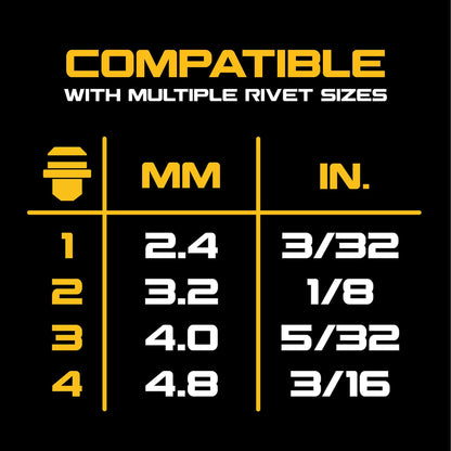 DEWALT 20V MAX XR Cordless Rivet Tool, 3/16", Battery and Charger Included (DCF403D1) - WoodArtSupply