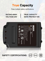 IEFUU 2.0Ah LBXR20 20V Max Lithium ion Battery Replacement for Black and Decker Battery 20 Volt LBXR20 LBX20 LB20 LB2X4020, Compatible with All Black & Decker 20v Cordless Power Tools B&D IEFUU