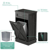 TOLEAD Tilt Out Trash Cabinet Free Standing 10 Gallon Wooden Trash Can Cabinet with Barn Door for Farmhouse Kitchen,Living Room, Dining Room, Oak Grey TOLEAD