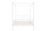 DHP Metal Canopy Bed Frame - Full Size, White with Heart Scroll Design DHP