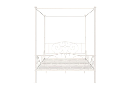 DHP Canopy Sturdy Bed Frame, Metal, Full, White