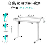UNICOO - 2 Tier Electric Height Adjustable Standing Desk with Wheels, Electric Mobile Standing Workstation, Sit Stand Desk Home Office Desk Whole-Piece Desk Board 48 * 24 in (KT1002-WW) 2Tier UNICOO