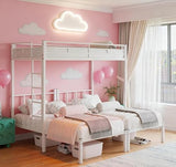 Bellemave Triple Bunk Bed for Kids, Adults, Teens, Twin Over Twin Metal Bunk Beds for 3 Kids, 3 bunk beds（Heavy Metal, White） Bellemave