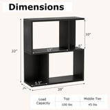 Giantex 3-Tier S-Shaped Bookshelf, Modern Geometric Bookcase, Freestanding Display Shelf for Small Space, Versatile Side Table, Wooden Storage Organizer for Home Office, Living Room (1,Black) Giantex