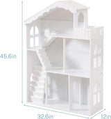 YFDZONE Dollhouse Bookshelf, Wooden Kids Bookshelve Children Doll House Toy Storage 3-Tier Bookcase for Books Gift for Girls Ages 3-7+ YFDZONE