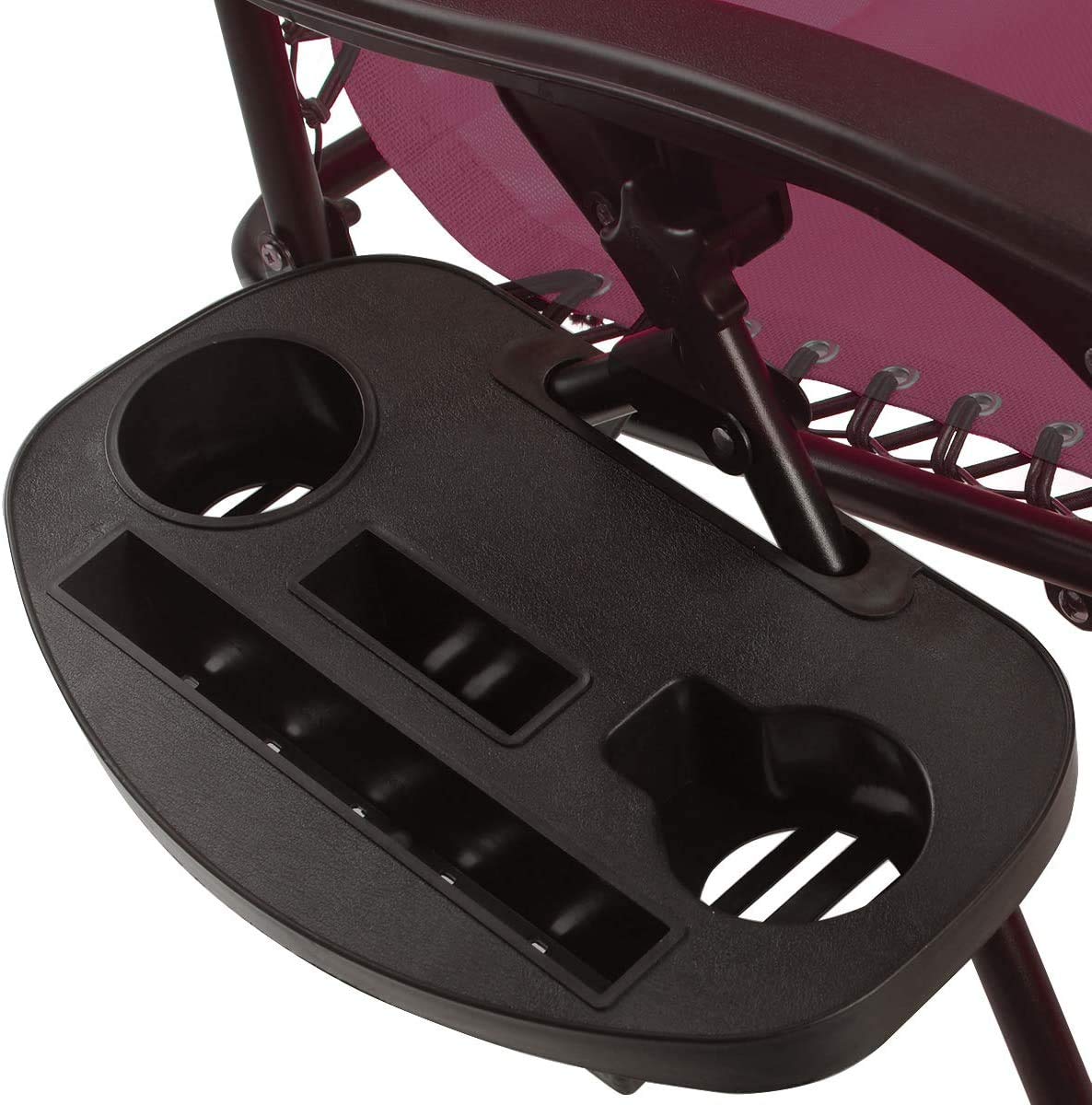 topment Outdoor Zero Gravity Lounge Chair with Pillow & Utility Tray, Folding Patio Lawn Beach Recliner(Wine) topment