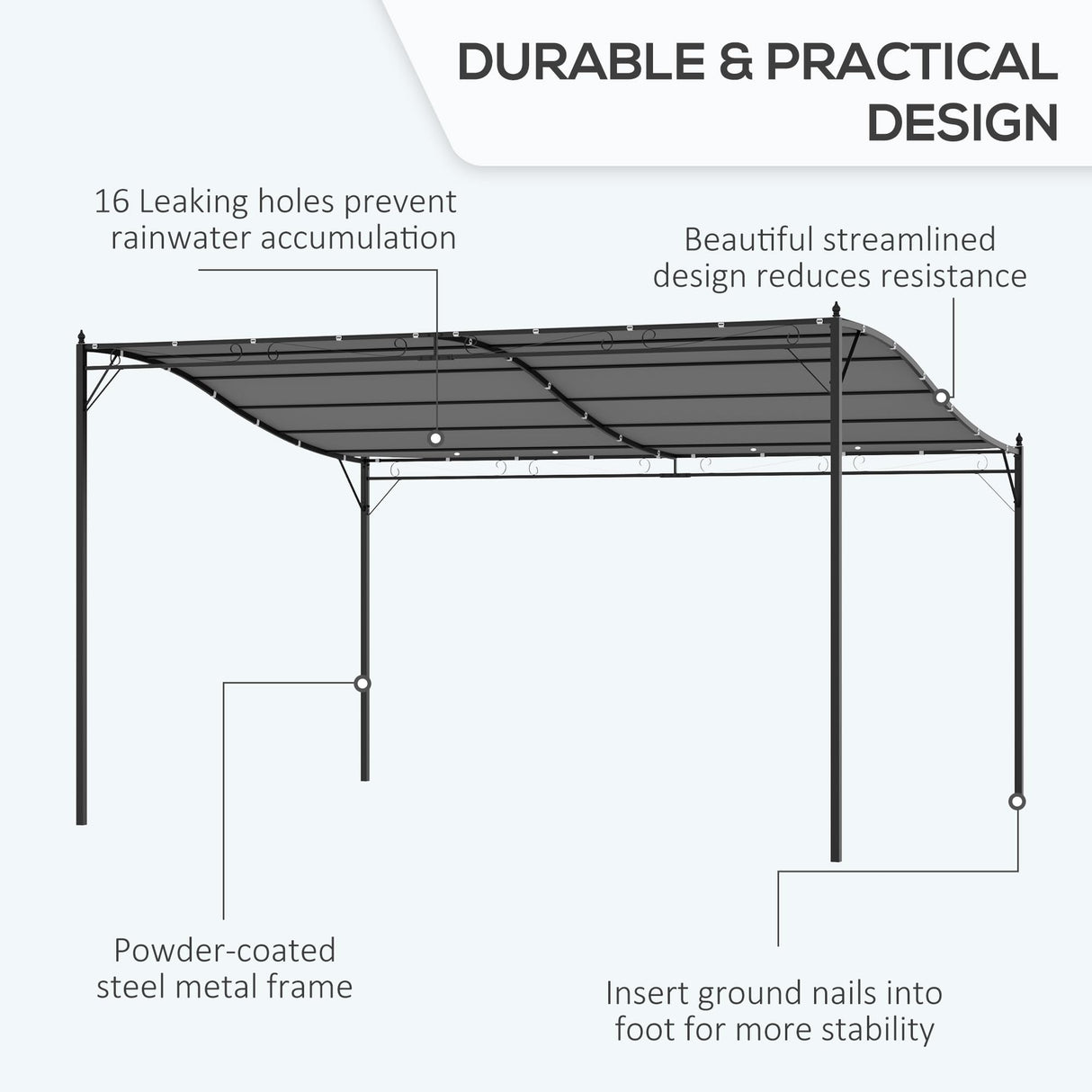 Outsunny 10' x 13' Steel Outdoor Pergola Gazebo, Patio Canopy with Weather-Resistant Fabric and Drainage Holes for Backyard, Deck, Garden, Cream White Outsunny
