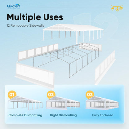 Quictent 20x40ft Clear Side Party Tent Heavy Duty Upgraded Galvanized Outdoor Wedding PVC Canopy Gazebo Vinly Event Shelters with Removable Transparent Sidewalls for Commercial & Residential  - WoodArtSupply
