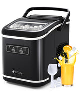 ecozy Countertop Ice Maker, Portable Ice Maker with Self-Cleaning, 9 Bullet Ice Cubes in 6 Mins, 26lbs/24Hrs, Ice Maker Machine with Ice Bags, Handle, Standing Scoop and Basket, Black, IM-BS261C ecozy