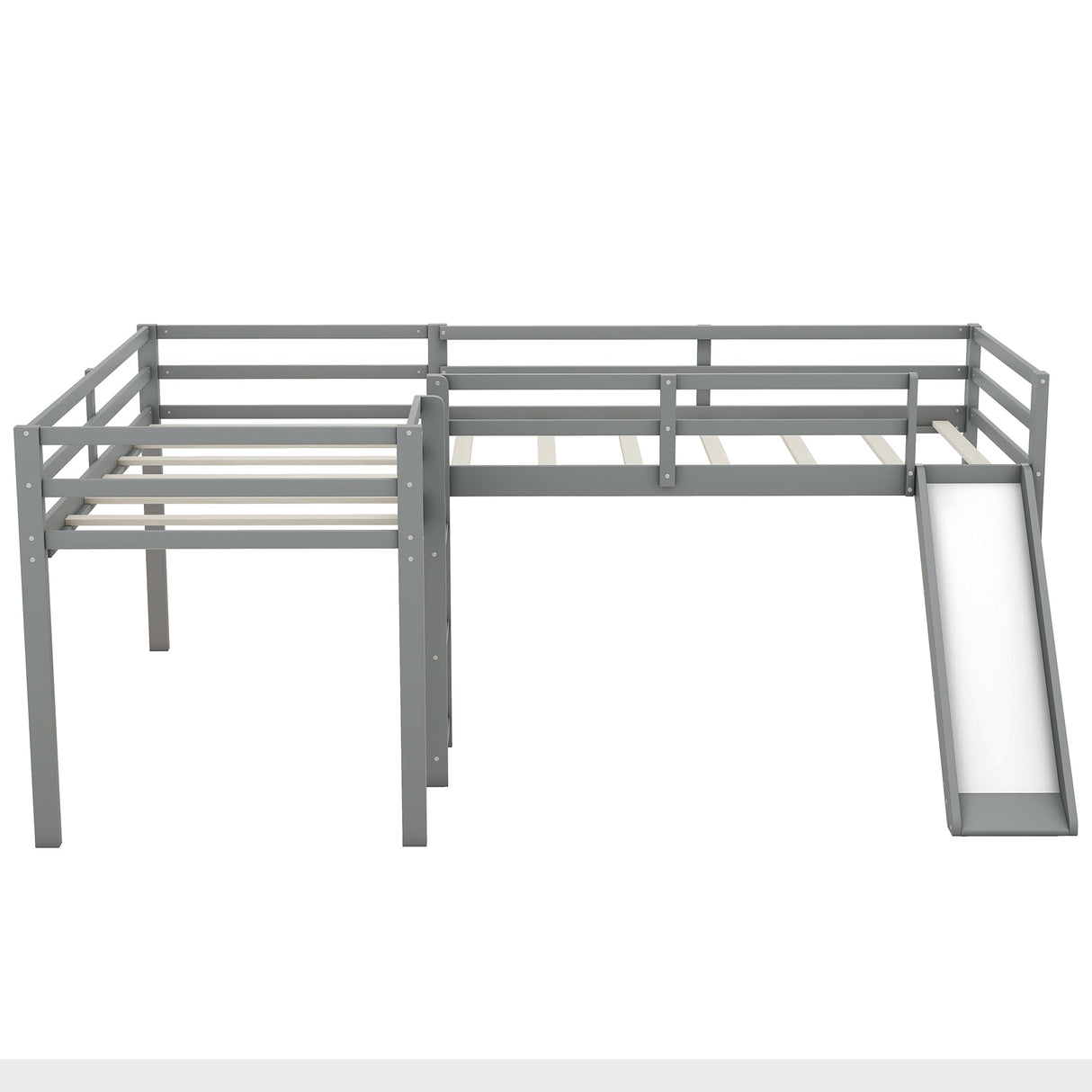 Harper & Bright Designs L-Shape Bed Twin Low Loft Beds with Slide, Twin Size Loft Bed for Kids, Corner Bed, Wooden Loft Bed Frame for Kids Girls Boys Teens (Gray) Harper & Bright Designs