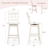 Giantex 24.5" Bar Stools Set of 4, Farmhouse Swivel Barstools with 6-Grid Hollow Back & Ergonomic Contoured Seat, Footrest, Wooden Counter Height Bar Stools for Kitchen Island, Bar, Cafe, White Giantex