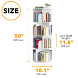 SpaceAid Cross Style 4 Tier Rotating Bookshelf, Spinning 360 Bookcase Lazy Susan Tower, Vertical Revolving Books Shelf Storage Round Carousel Space Saving Organizer, White SpaceAid