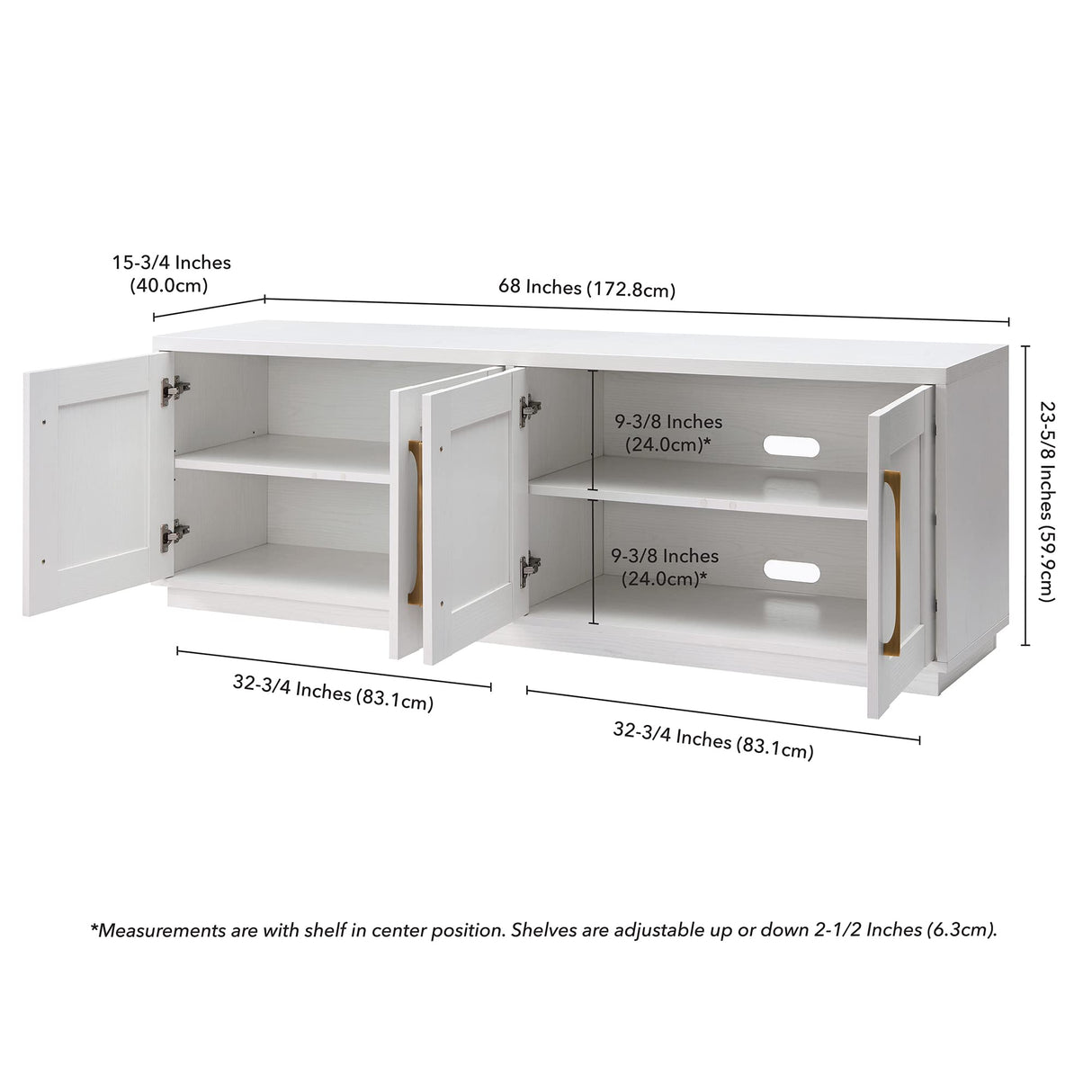 Henn&Hart Tillman Rectangular TV Stand for TV's up to 80" in, 68" Wide, White Henn&Hart