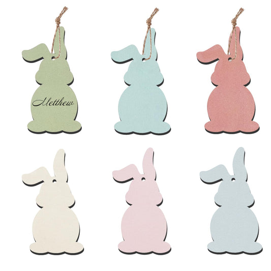 12 Pcs Easter Basket Name Tags, Colorful Easter Gifts Tags for Easter Spring Party Favor Decoration Supplies (Bunny 1) - WoodArtSupply