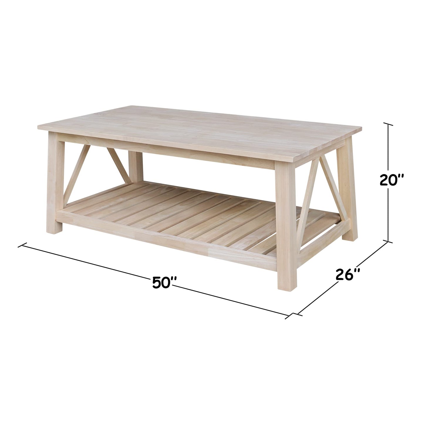 IC International Concepts Coffee Table, Unfinished - WoodArtSupply