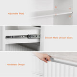 WAMPAT 2-in-1 Modern Sideboard Buffet Cabinet, Large Buffet Cabinet with Storage, White Coffee Bar Cabinet with Adjustable Shelves and Drawers, Storage Console Table for Dining Room, Kitchen WAMPAT