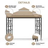 Morikoro 10x10 Canopy Replacement Top Double Tiered Gazebo Cover for Yard, Patio & Garden Durable Sunshade Replacement(Khaki) Morikoro